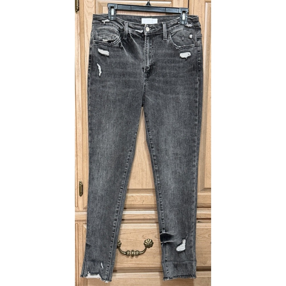 Vervet Blue Distressed Black Jeans Women's Size 30 High Rise Raw Hem 5 Pockets